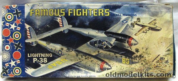 Aurora 1/48 P-38 Lightning West Hempstead Issue - Famous Fighters of All Nations, 99-98 plastic model kit